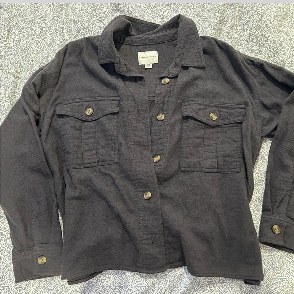 American Eagle Outfitters Charcoal Button Down Shirt